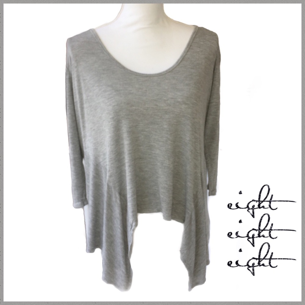 eight eight eight Women’s Gray Long Slv Top Sz M